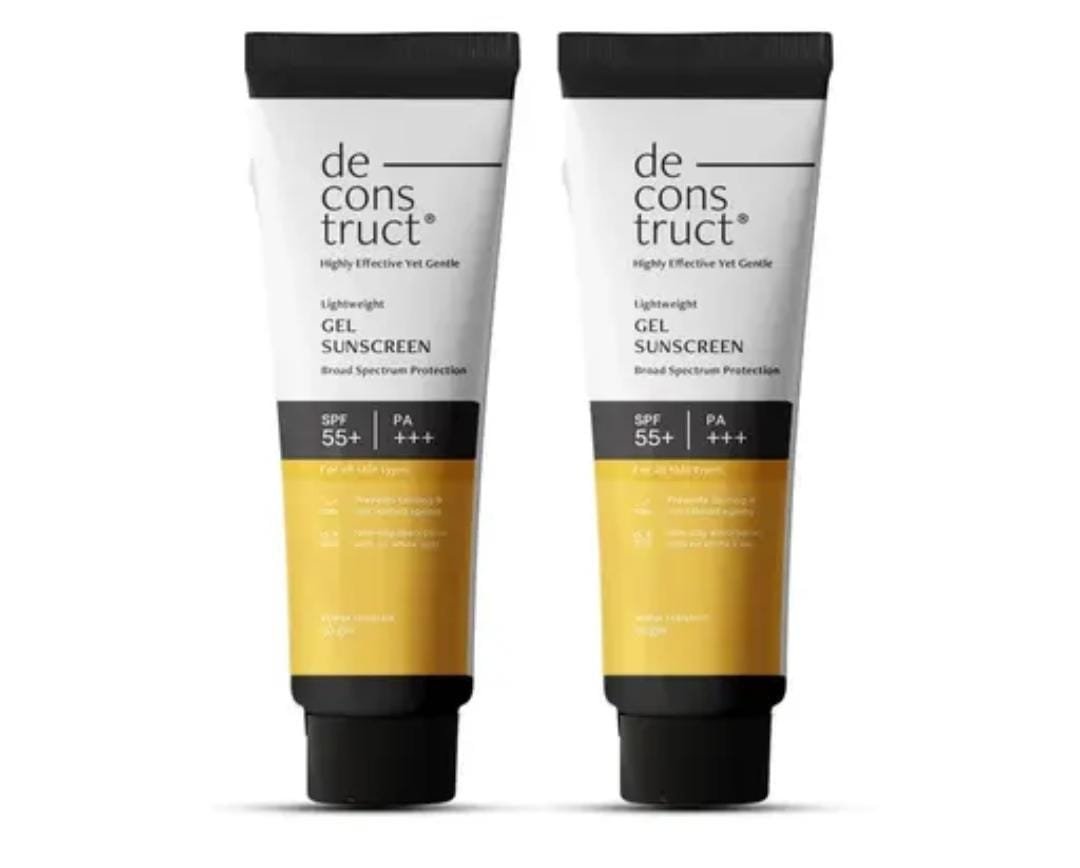 Deconstruct Face Gel Sunscreen | Pack of 2 × 30g | SPF 50 PA+++ | Gel-Based Broad Spectrum Protection | Lightweight, Non-Greasy, No White Cast
