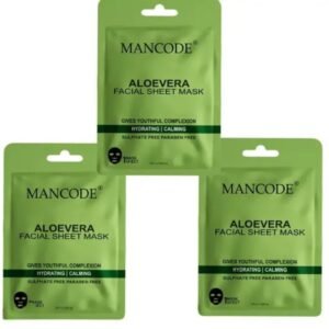 Mancode Aloe Vera Facial Sheet Mask | Pack of 3 × 25g | Daily Glow Sheet Mask for Men & Women | Hydrating, Calming & Youthful Complexion | Korean Formula