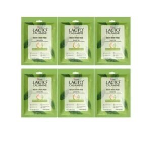 Lacto Calamine Green Tea Face Sheet Mask | Pack of 6 × 30g | Instant Hydration with Glycolic Acid & D-Panthenol | For Men & Women