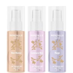 Ronzille Luxe Fine Fragrance Mist Body Spray Combo | Pack of 3 × 60ml | Cashmere, Hugo & Most Wanted | Long-Lasting Scents for Women
