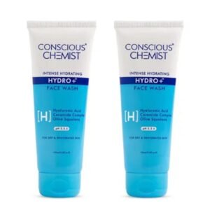 Conscious Chemist Gentle Face Wash Hydro+ | Pack of 2 × 100ml | Hydrating Cleanser for Dry Skin with Hyaluronic Acid & Ceramide | Unisex