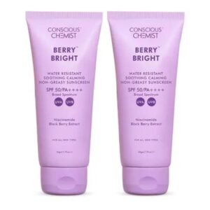 Conscious Chemist Berry Bright Sunscreen SPF 50 PA++++ | Gel Sunscreen for Oily Skin | With Niacinamide & Blackberry Extract | Hybrid, Lightweight, Water-Resistant | Pack of 2 × 100ml