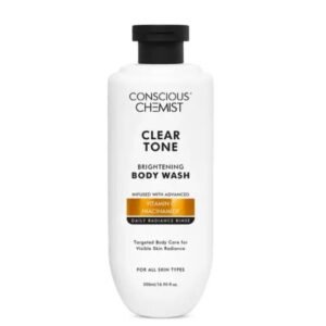 Conscious Chemist Clear Tone Brightening Body Wash | Daily Radiance Cleanser | With Vitamin C & Niacinamide | Fades Dark Spots & Brightens Dull Skin | Unisex | 500ml