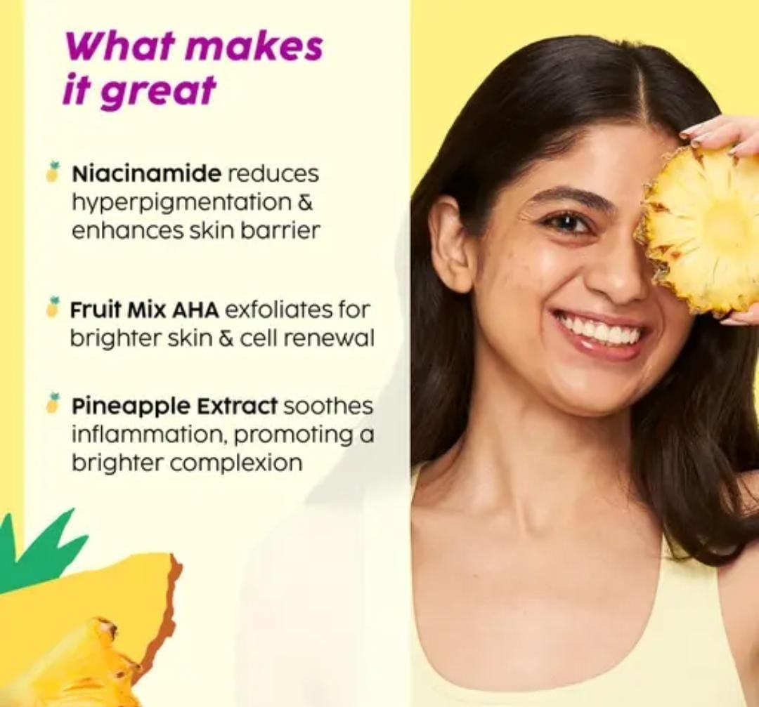 Plix The Plant Fix Pineapple Face Wash (20ml) + Serum Mini (10ml) Combo | For Pigmentation, Dark Spots & Dullness | Brightening & Even-Toned Complexion | All Skin Types - Image 2