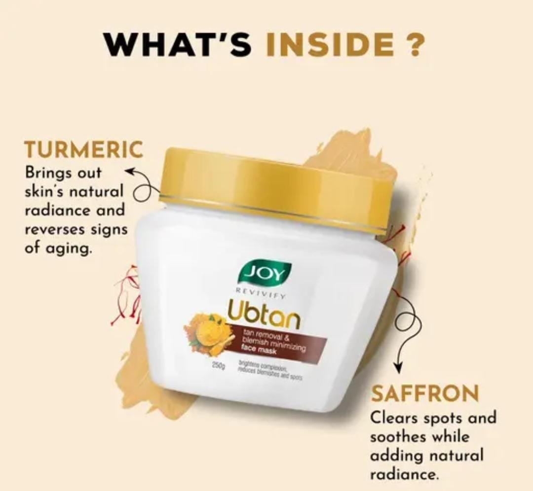 Joy Ubtan Tan Removal & Blemish Minimising Face Mask | Brightens Complexion, Reduces Blemishes & Spots | 250g - Image 3