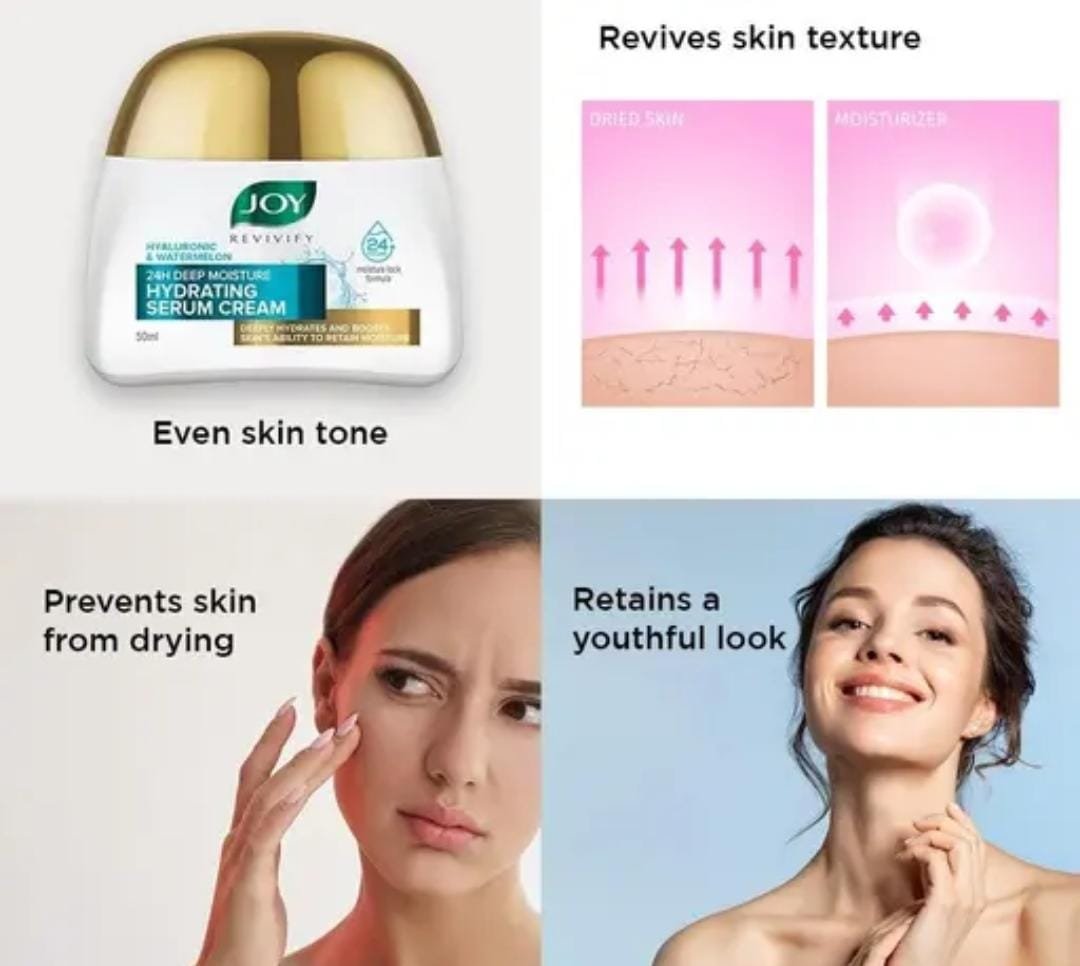 Joy Hyaluronic & Watermelon 24H Deep Moisture Hydrating Serum Cream | Lightweight Glow Formula | 50ml - Image 4