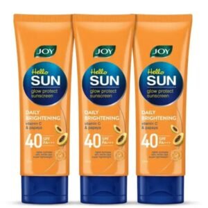 Joy Hello Sun Glow Protect Sunscreen | Daily Brightening with Vitamin C & Papaya | SPF 40 PA+++ | 50ml × 3 Pack