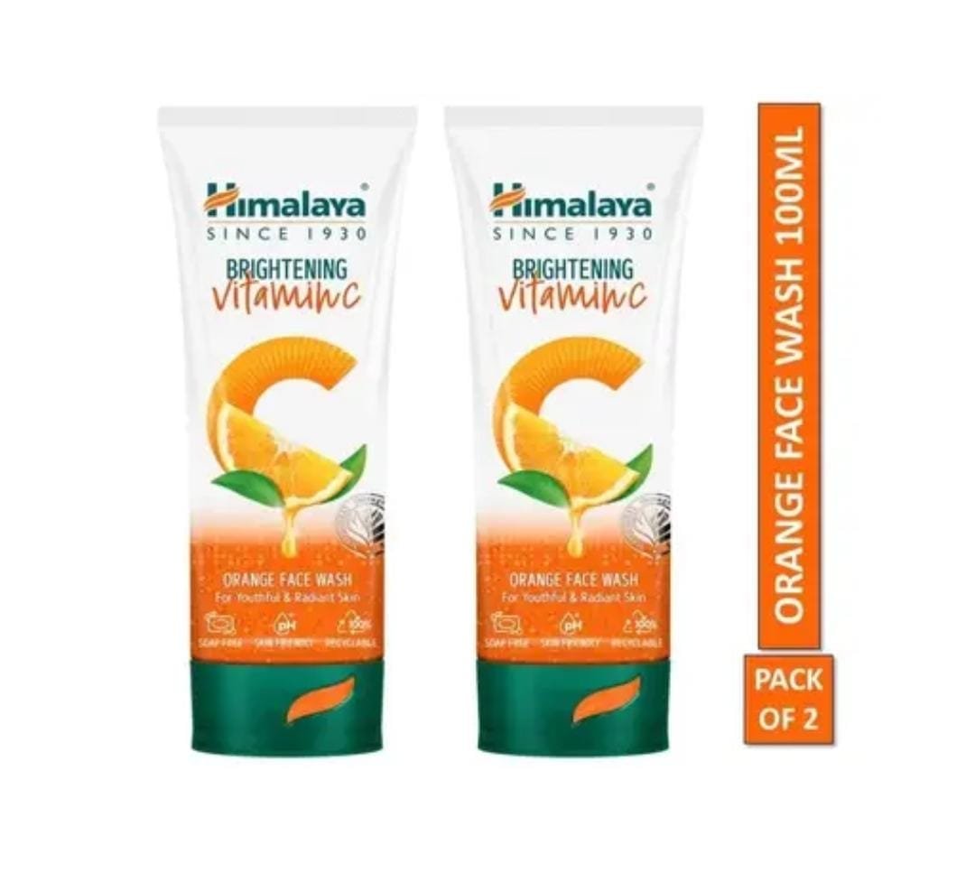 Himalaya Brightening Vitamin C Orange Face Wash | Glow & Refreshing Cleanse | 100ml × 2 Pack