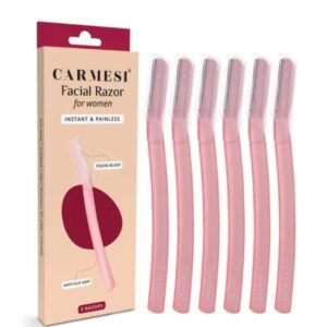 Carmesi Reusable Face Razor for Women | 6 Razors | Instant & Painless Facial Hair Removal & Dermaplaning Tool