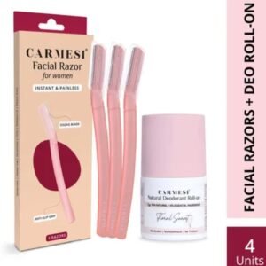 Carmesi Facial Razor for Women (Pack of 3) + Carmesi Underarm Roll-On Deodorant Floral Sunset (50ml) | Instant Hair Removal & All-Day Freshness Combo