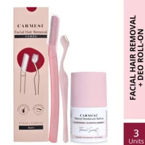 Carmesi Facial Hair Removal Combo | Facial + Eyebrow Razor & Underarm Roll-On Deodorant Floral Sunset (50ml)
