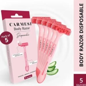 Carmesi Disposable Body Razor for Women | Pack of 5 | Aloe Vera & Vitamin E Moisture Strip | Smooth & Painless Hair Removal