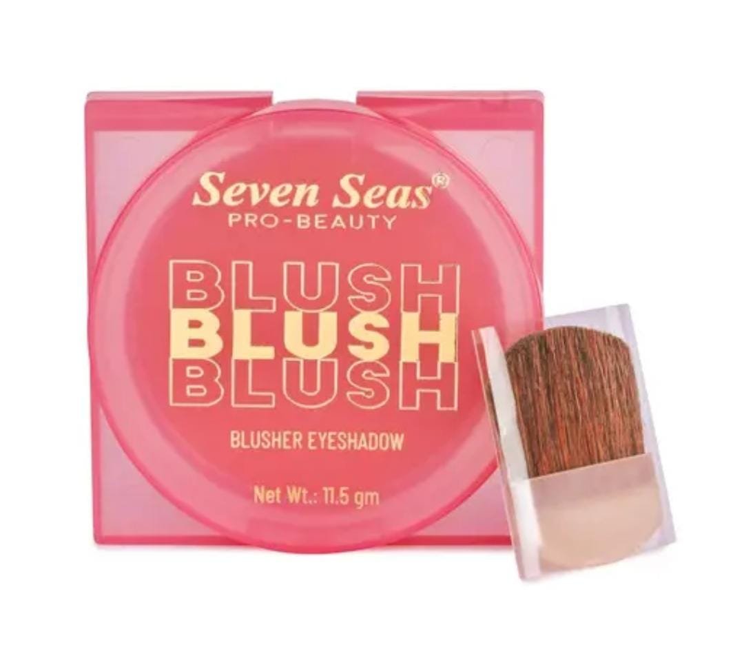 Seven Seas Blusher & Eyeshadow | Carmine | 11.5g | Buildable Coverage, Easy to Blend, Perfect Pigmentation | With Brush