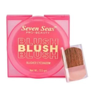 Seven Seas Blusher & Eyeshadow | Peachy Rose | 11.5g | Buildable Coverage, Easy to Blend, Perfect Pigmentation | With Brush