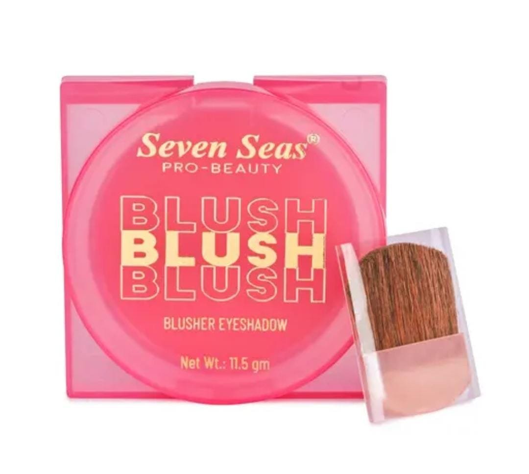Seven Seas Blusher & Eyeshadow | Peachy Rose | 11.5g | Buildable Coverage, Easy to Blend, Perfect Pigmentation | With Brush