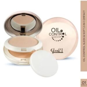 Glam21 Oil Control Sleek & Soft 2-in-1 Compact Powder | Vanilla 01 | 20g | Sweat & Waterproof | Long-Lasting Makeup with Vitamin E & C