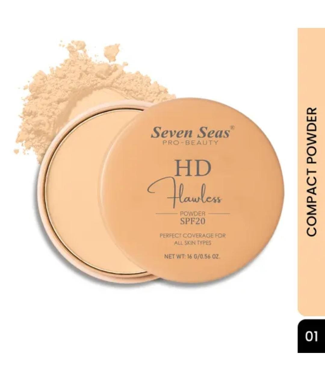 Seven Seas HD Flawless Compact Powder | Shade 01 | SPF 20 | Perfect Coverage | Soft Texture