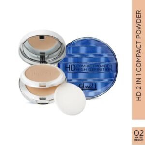 Glam21 2-in-1 HD Compact Powder | Light Medium | 20g | Oil-Free Formula | Long-Lasting Freshness | 12hrs Stay | Natural Matte Finish
