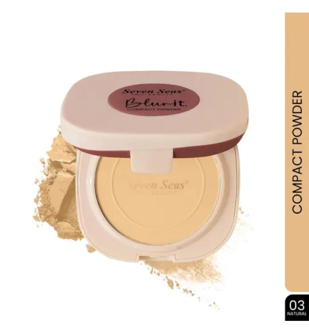 Seven Seas 2-in-1 Blur It Compact Powder | Natural | 14g | Light Soft Focus | Oil Control | Matte Effect