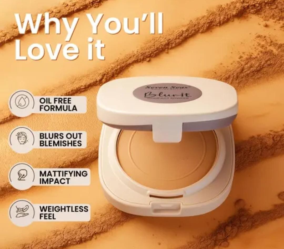 Seven Seas 2-in-1 Blur It Compact Powder | Natural | 14g | Light Soft Focus | Oil Control | Matte Effect - Image 4