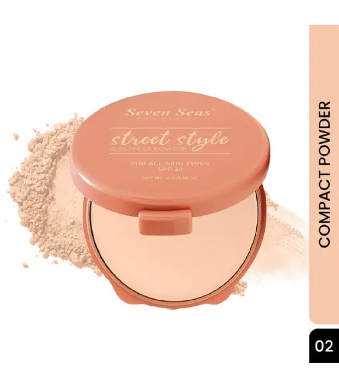Seven Seas Street Style Compact Powder | Shade 02 | Perfect Coverage | SPF 20 | Suitable for All Skin Types