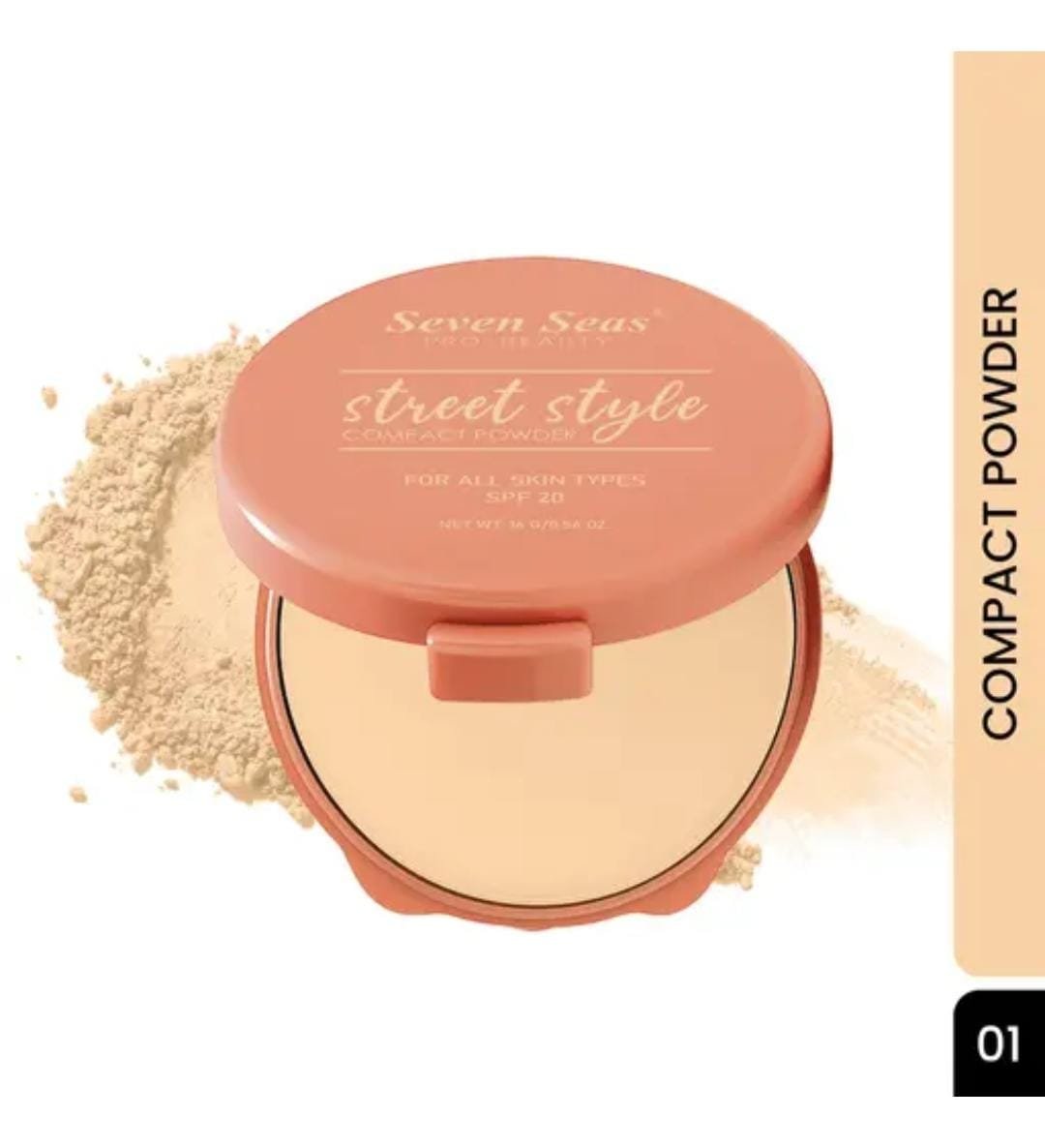 Seven Seas Street Style Compact Powder | Shade 01 | Perfect Coverage | SPF 20 | Suitable for All Skin Types
