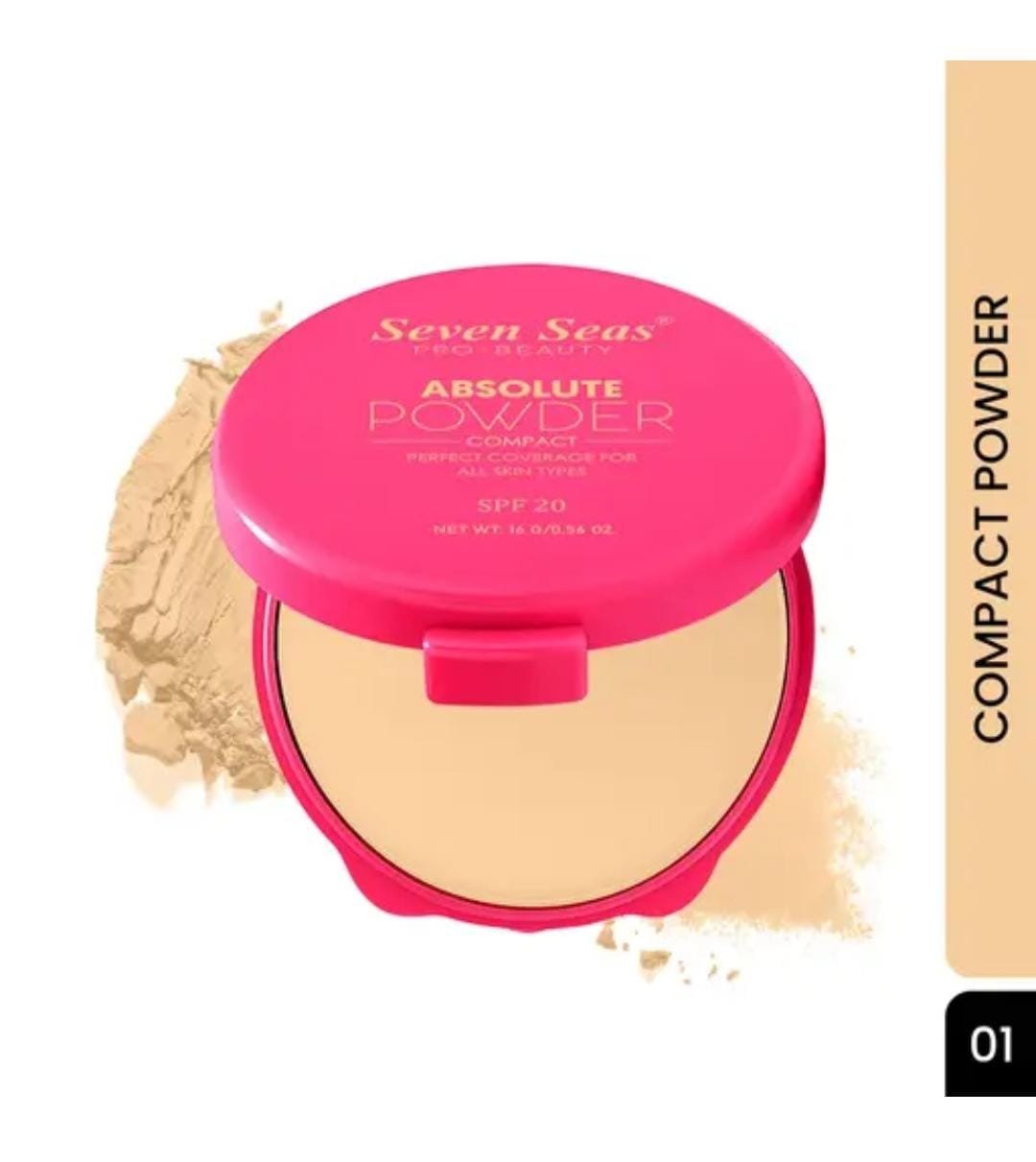 Seven Seas Absolute Compact Powder | Shade 01 | Perfect Coverage | Weightless Texture | Blends Effortlessly | For Women
