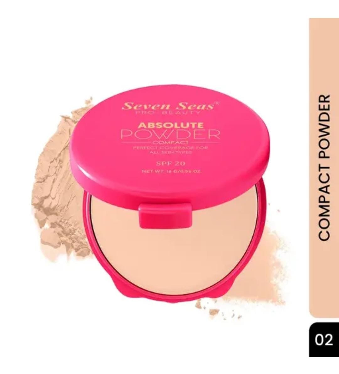 Seven Seas Absolute Compact Powder | Shade 02 | Perfect Coverage | Weightless Texture | Blends Effortlessly | For Women