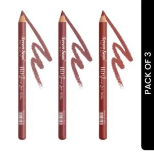 Seven Seas HD Sharp Line Lip Liner | Matte | Transfer-Proof | Long-Lasting | Highly Pigmented | Shades: Nudy Mauve, Ever Nude & Trendsetter | Pack of 3