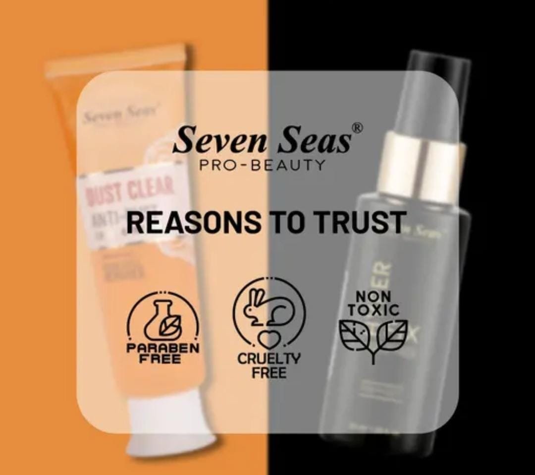 Seven Seas Dust Clear Anti-Dust Exfoliating Face Gel (45g) + Seven Seas Hyper Fix Prep & Set Makeup Fixer | Pack of 2 Combo - Image 3