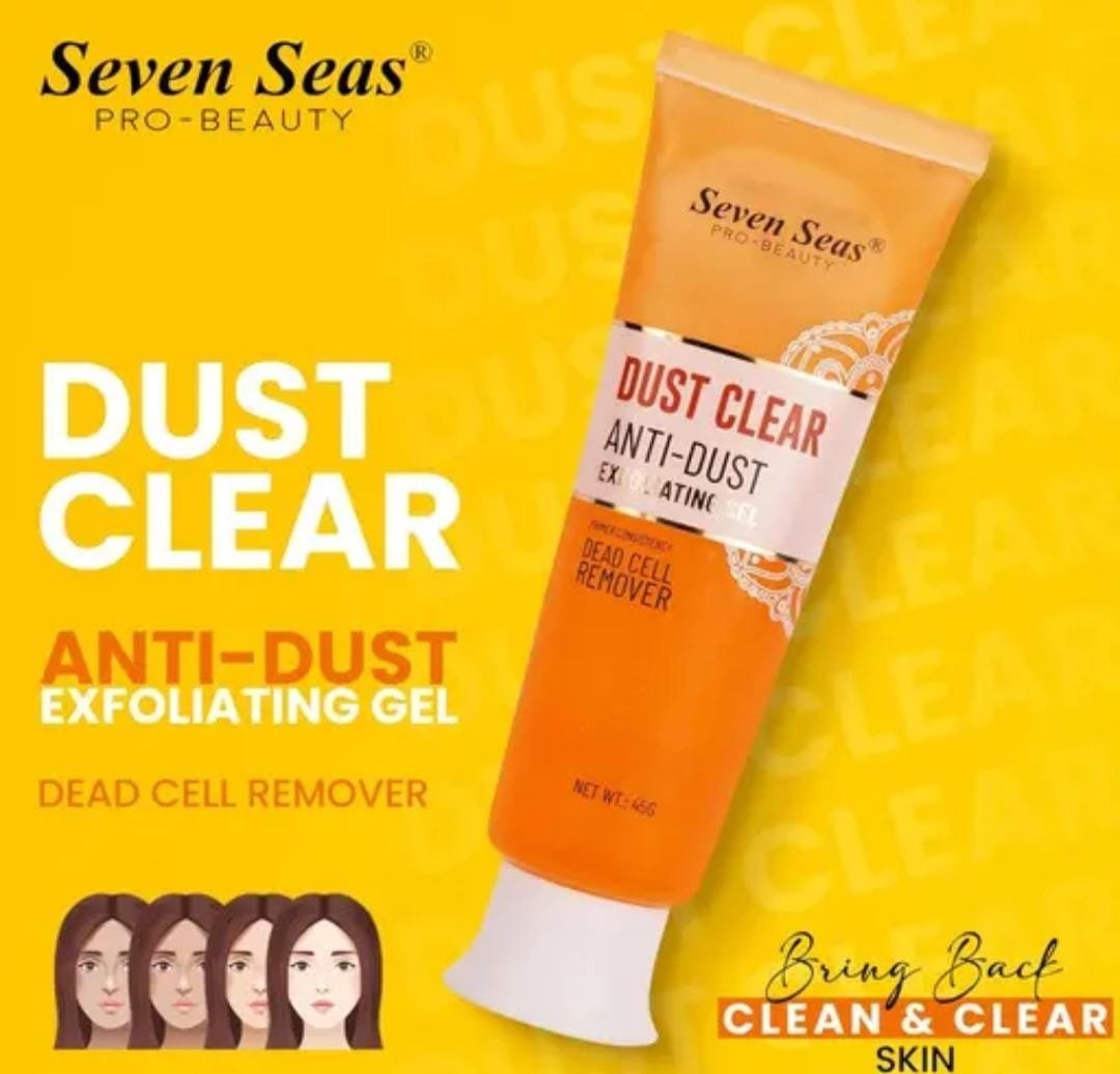 Seven Seas Dust Clear Anti-Dust Exfoliating Face Gel (45g) + Seven Seas Hyper Fix Prep & Set Makeup Fixer | Pack of 2 Combo - Image 4