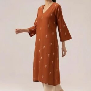 Women Brown Printed Kurta Set with Beige Palazzo