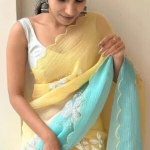 Women Designer Two Tone Silk Saree with Sequin Work