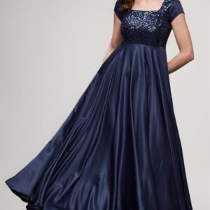 Women Square Neck Embellished Fit & Flare Maxi Dress with Pockets – Elegant Party & Evening Dress
