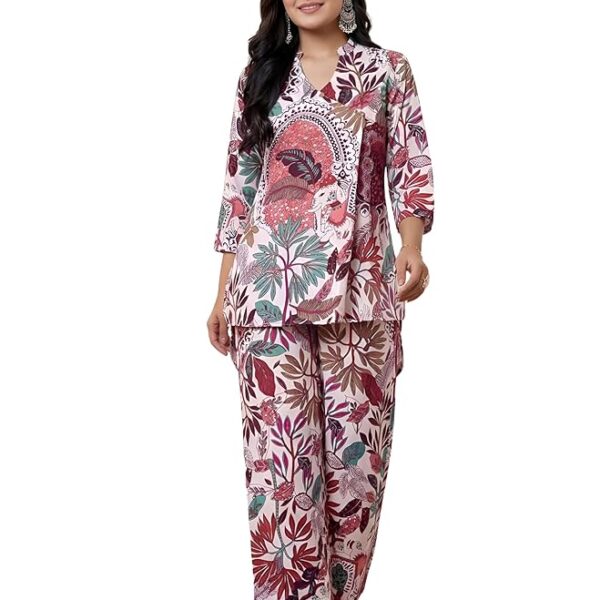 Women's Terracotta Ethnic Jaipuri Straight Kurta Set with Palazzo Pants – Sizes S to 3XL