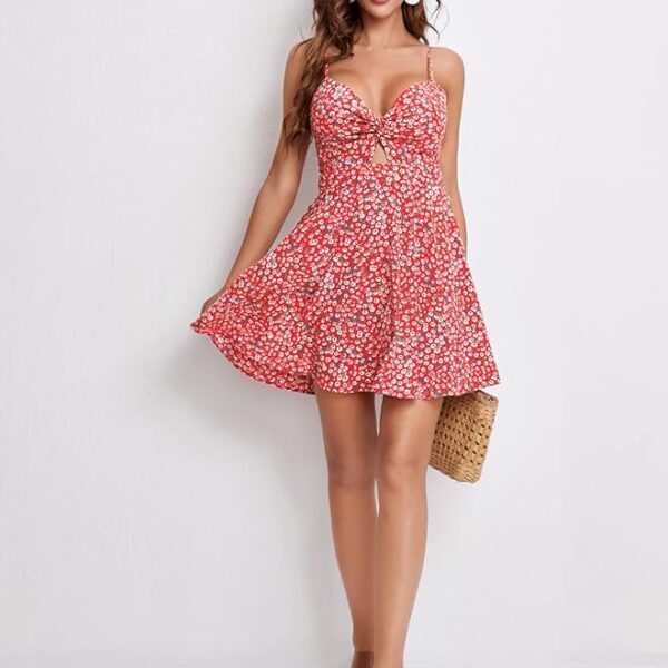 Women's Red Fit and Flare Mini Dress – Sleeveless, Sizes XS to L