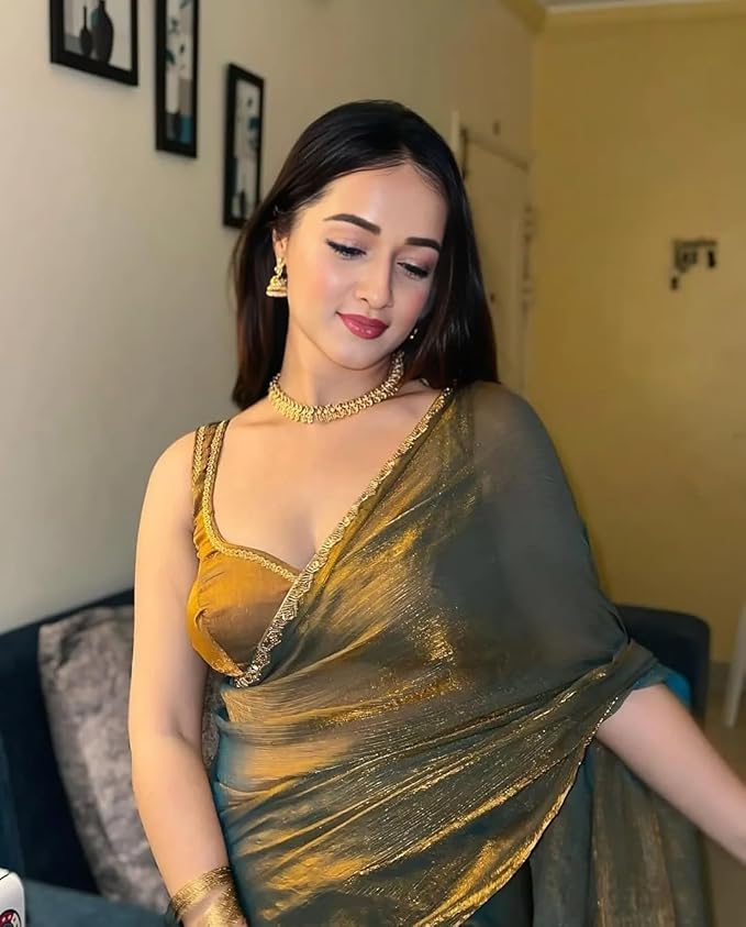Mustard Women’s Soft Fandy Silk Saree with Hand Work Lace Border and Unstitched Blouse Piece - Image 3