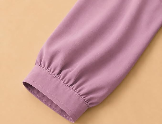 Women’s Embroidered Lavender Korean Style Top and Tunic – V Neck, Puff Sleeves, Relaxed Fit - Image 6